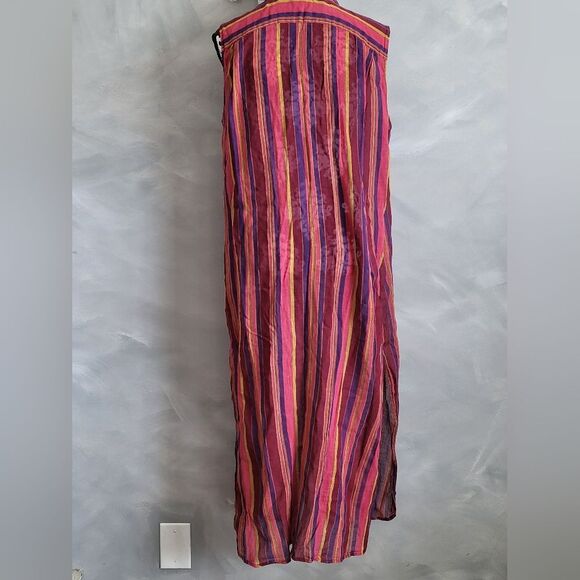 Vintage Victoria's Secret Sleeveless Maxi Shirt Dress Sheer Dual Side Split Sz L - Picture 9 of 16